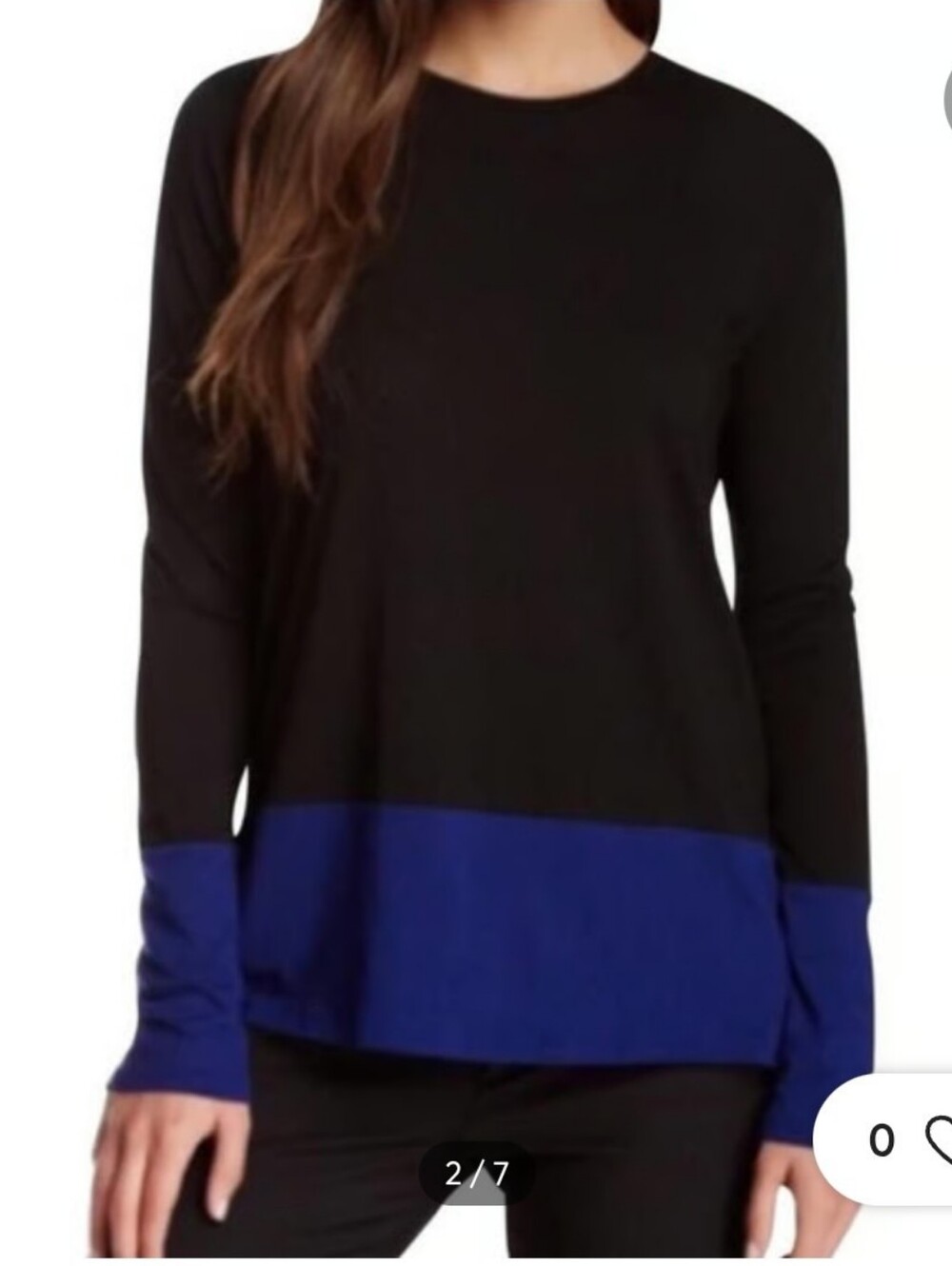 Vince Black & Royal Blue Colorblock Long-Sleeve Tee Womens Small